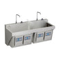 Elkay - MANUAL DOUBLE STATION SCRUB SINK W/ KNEE ACTIVATED WATER - Buffed Satin