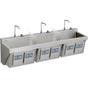 Elkay - MANUAL TRIPLE STATION SCRUB SINK W/ KNEE ACTIVATED WATER - Buffed Satin