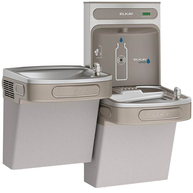 Elkay - ezH2O Bottle Filling Station and Versatile Bi-Level ADA Vandal-Resistant Cooler, Non-Filtered Refrigerated Light Gray - Light Gray Granite