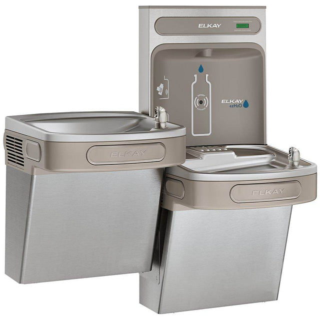 Elkay - ezH2O Bottle Filling Station and Versatile Bi-Level ADA Vandal-Resistant Cooler, Non-Filtered Refrigerated Stainless - Stainless Steel