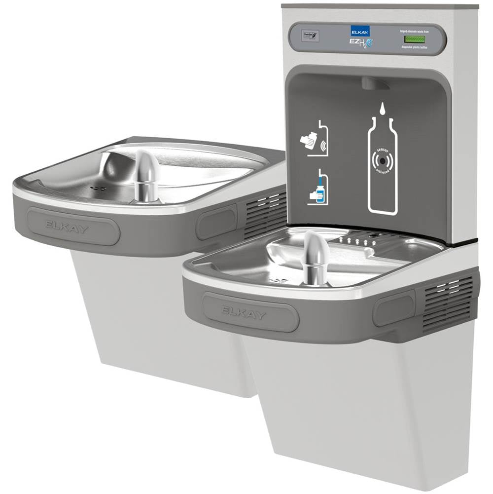 Elkay - ezH2O Bottle Filling Station and Versatile Bi-Level ADA Vandal-Resistant Cooler, Non-Filtered Non-Refrigerated Stainless - Stainless Steel