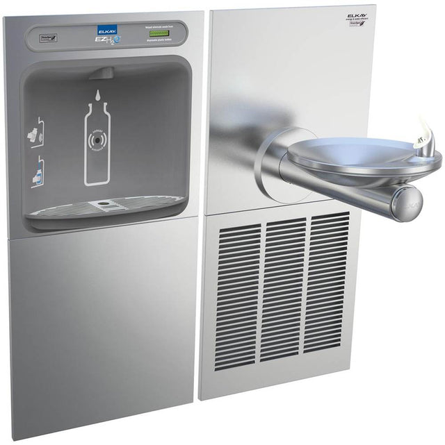 Elkay - ezH2O Bottle Filling Station and SwirlFlo Single Fountain, High Efficiency Non-Filtered Refrigerated Stainless - Stainless Steel
