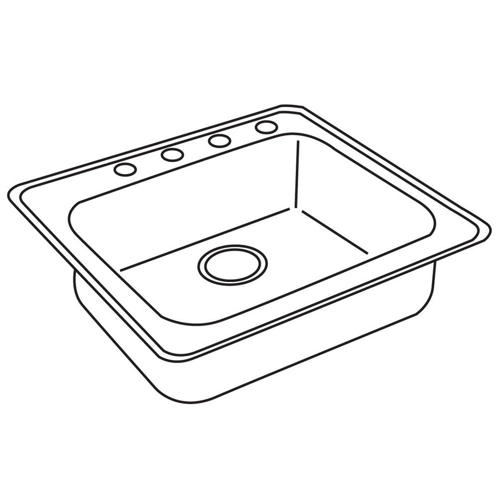 22 Gauge Stainless Steel 25'' x 22'' x 5.375'' Single Bowl Drop-in Kitchen Sink