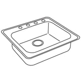 22 Gauge Stainless Steel 25'' x 22'' x 5.375'' Single Bowl Drop-in Kitchen Sink