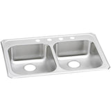 Elkay - 20 Gauge Stainless Steel 33'' x 21.25'' x 5.375'' Double Bowl Drop-in Kitchen Sink - Brushed Satin