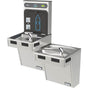Elkay - Halsey Taylor HydroBoost Bottle Filling Station, & Bi-Level ADA Cooler, Non-Filtered Non-Refrigerated Stainless - Stainless Steel
