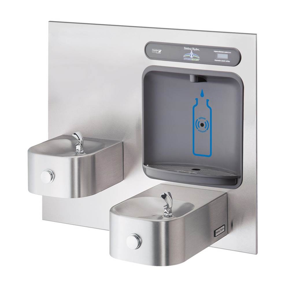 Elkay - Halsey Taylor HydroBoost Bottle Filling Station, & Integral Contour Fountain, Non-Filtered Non-Refrigerated Stainless - Stainless Steel