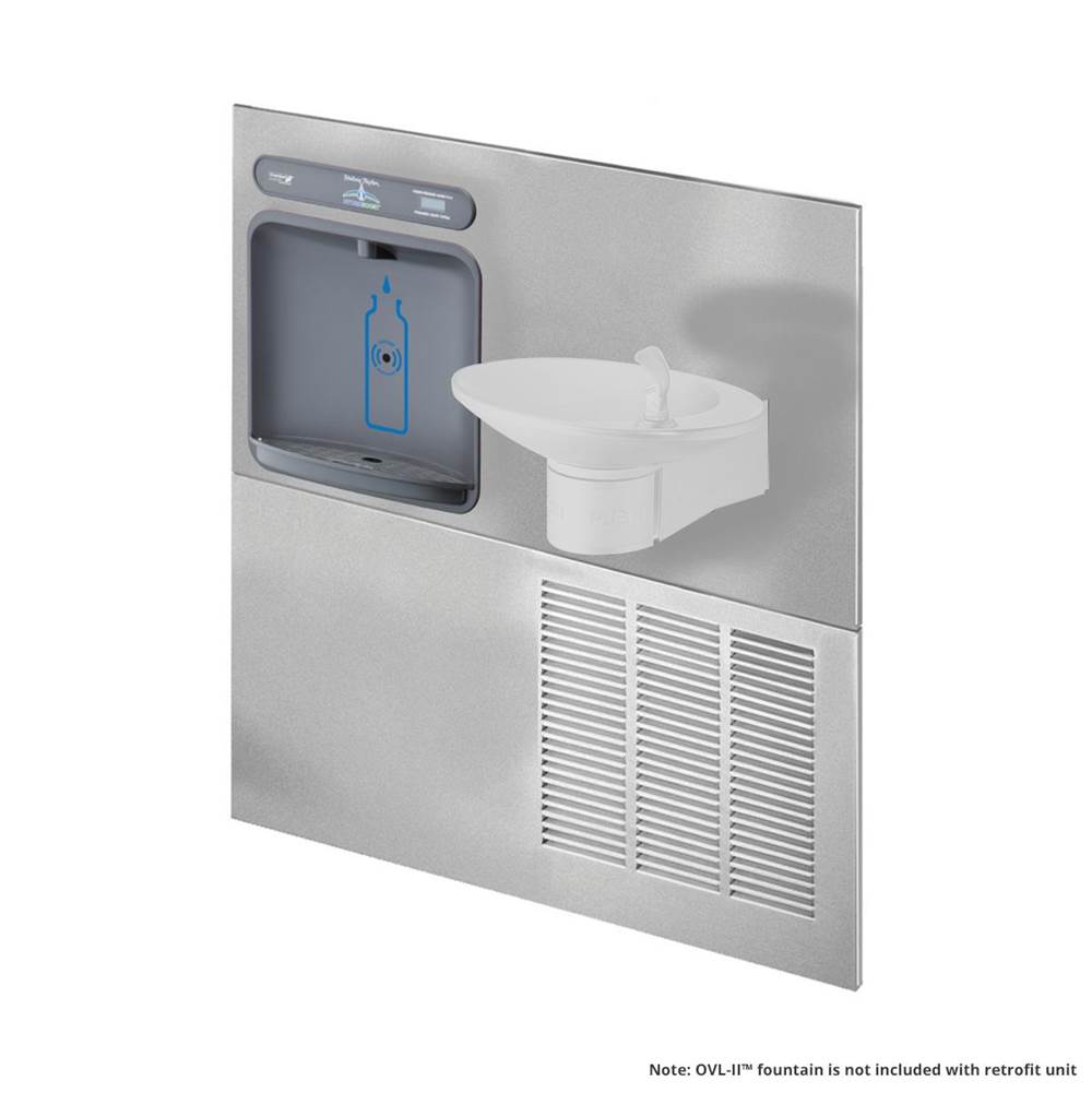 Elkay - Halsey Taylor HydroBoost Retrofit Bottle Filling Station, & OVL-II Fountain, Non-Filtered 8 GPH Stainless - Stainless Steel