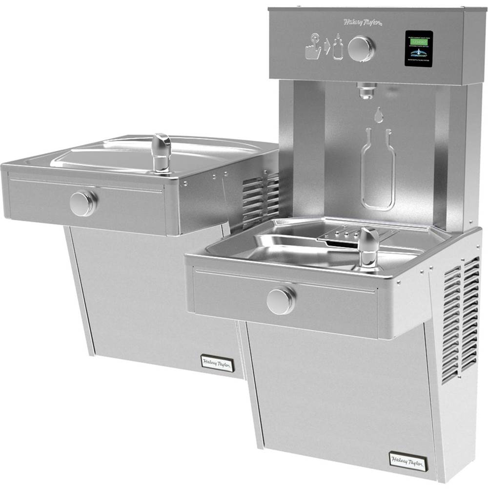 Elkay - Halsey Taylor HydroBoost Vandal-Resistant Bottle Filling Station, & Bi-Level ADA Cooler, Non-Filtered Non-Refrigerated Stainless - Stainless Steel