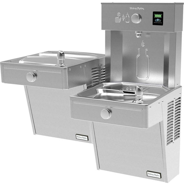 Elkay - Halsey Taylor HydroBoost Vandal-Resistant Bottle Filling Station & Bi-Level ADA Cooler Non-Filtered 8 GPH Stainless - Stainless Steel
