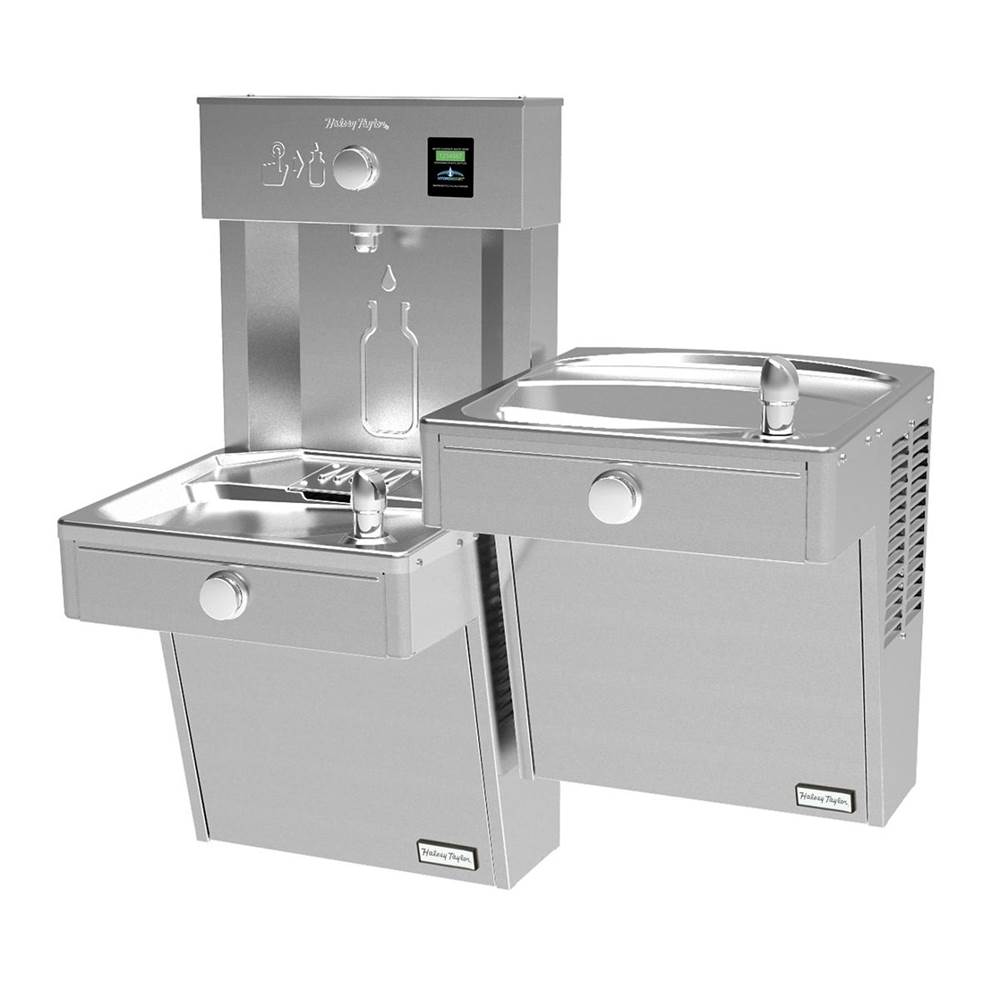 Elkay - Halsey Taylor HydroBoost Vandal-Resistant Bottle Filling Station & Bi-Level Reverse ADA Cooler Non-Filtered 8 GPH Stainless - Stainless Steel