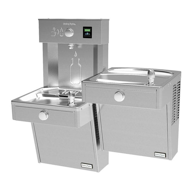 Elkay - Halsey Taylor HydroBoost Vandal-Resistant Bottle Filling Station & Bi-Level Reverse ADA Cooler Non-Filtered 8 GPH Stainless - Stainless Steel