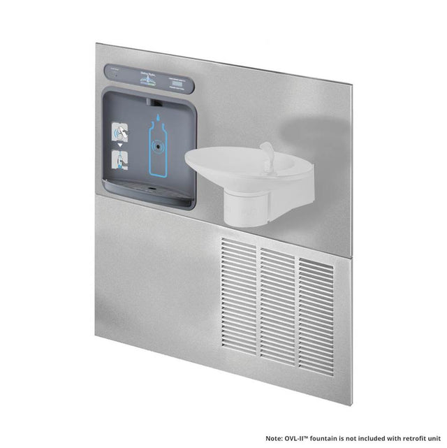 Elkay - Halsey Taylor HydroBoost Retrofit Bottle Filling Station, & OVL-II Fountain, Filtered 8 GPH Stainless - Stainless Steel