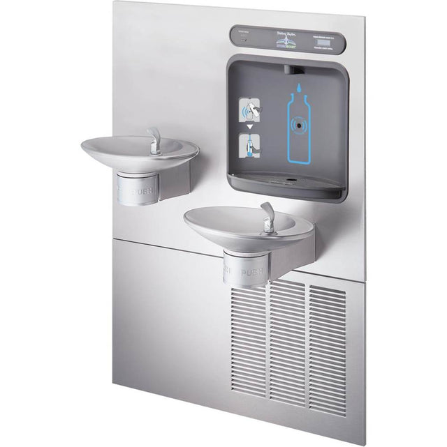 Elkay - Halsey Taylor HydroBoost Bottle Filling Station, & Integral OVL-II Fountain, Filtered 8 GPH Stainless - Stainless Steel