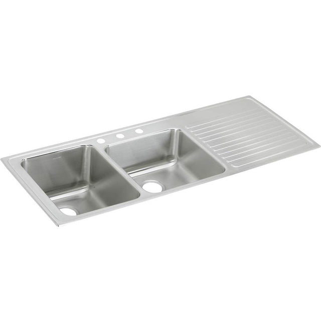 Elkay - 18 Gauge Stainless Steel 54'' x 22'' x 10'' Double Bowl Drop-in Kitchen Sink - Lustrous Satin