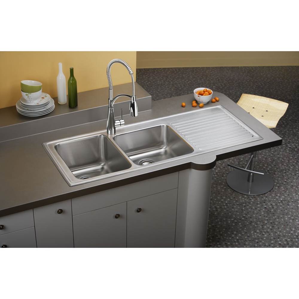 18 Gauge Stainless Steel 54'' x 22'' x 10'' Double Bowl Drop-in Kitchen Sink