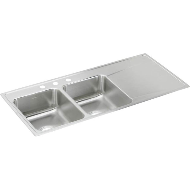 Elkay - 18 Gauge Stainless Steel 48'' x 22'' x 7.625'' Double Bowl Drop-in Kitchen Sink - Lustrous Satin