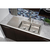 18 Gauge Stainless Steel 48'' x 22'' x 7.625'' Double Bowl Drop-in Kitchen Sink
