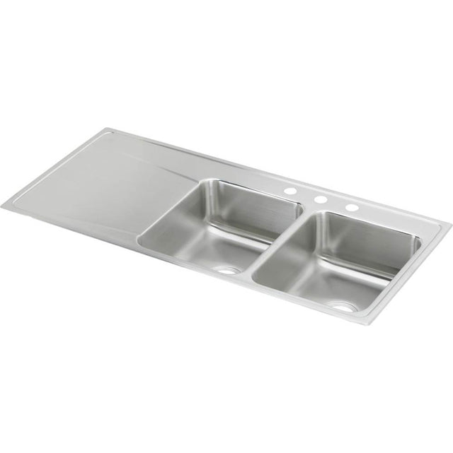 Elkay - 18 Gauge Stainless Steel 48'' x 22'' x 7.625'' Double Bowl Drop-in Kitchen Sink - Lustrous Satin