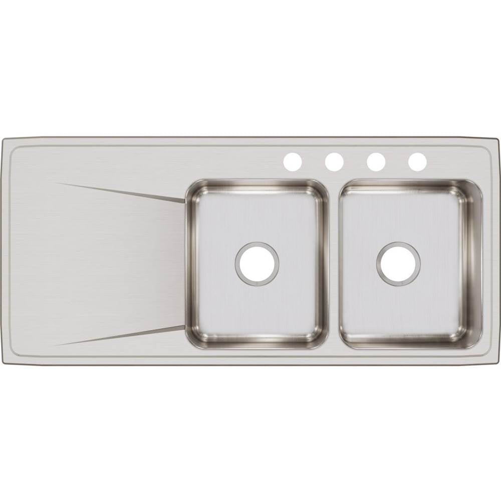 18 Gauge Stainless Steel 48'' x 22'' x 7.625'' Double Bowl Drop-in Kitchen Sink