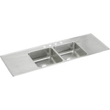Elkay - 18 Gauge Stainless Steel 66'' x 22'' x 7.625'' Double Bowl Drop-in Kitchen Sink - Lustrous Satin