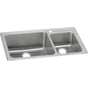 Elkay - 18 Gauge Stainless Steel 37'' x 22'' x 10'' Double Bowl Drop-in Kitchen Sink - Lustrous Satin
