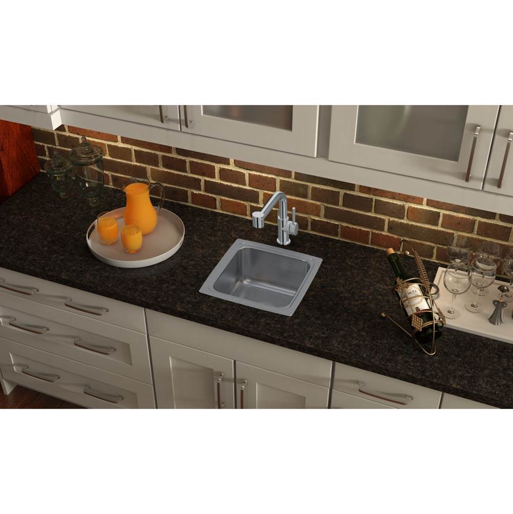 18 Gauge Stainless Steel 15'' x 15'' x 7.625'' Single Bowl Drop-in Bar/Prep Sink