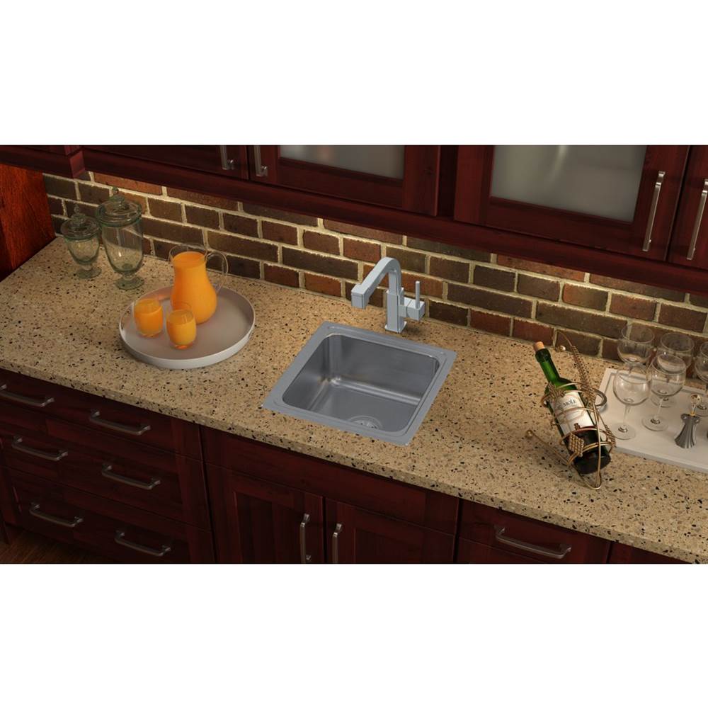18 Gauge Stainless Steel 17'' x 17.5'' x 7.625'' Single Bowl Drop-in Kitchen Sink