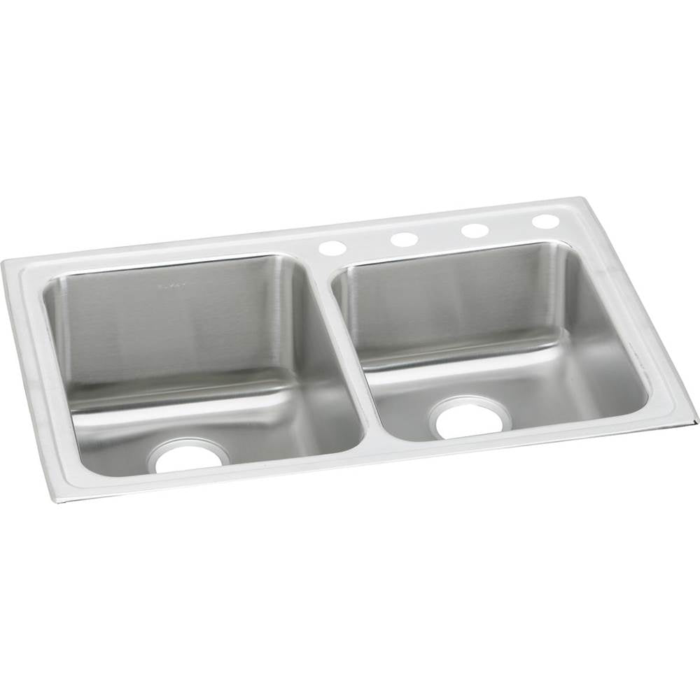 Elkay - 18 Gauge Stainless Steel 33'' x 22'' x 10'' Double Bowl Drop-in Kitchen Sink - Lustrous Satin