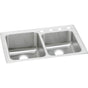 Elkay - 18 Gauge Stainless Steel 33'' x 22'' x 10'' Double Bowl Drop-in Kitchen Sink - Lustrous Satin