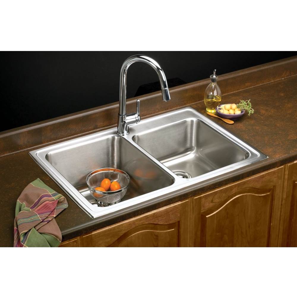 18 Gauge Stainless Steel 33'' x 22'' x 10'' Double Bowl Drop-in Kitchen Sink