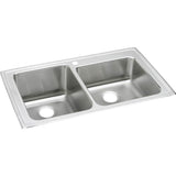 Elkay - 18 Gauge Stainless Steel 37'' x 22'' x 10'' Double Bowl Drop-in Kitchen Sink - Lustrous Satin