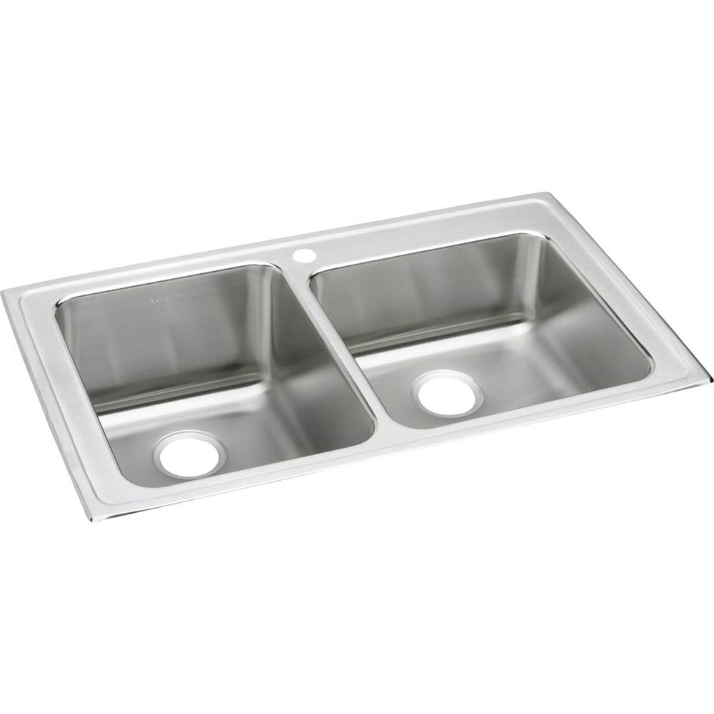Elkay - 18 Gauge Stainless Steel 37'' x 22'' x 10'' Double Bowl Drop-in Kitchen Sink - Lustrous Satin