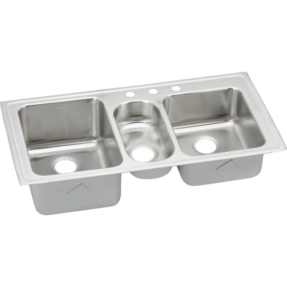 18 Gauge Stainless Steel 43'' x 22'' x 10'' Triple Bowl Drop-in Kitchen Sink Kit