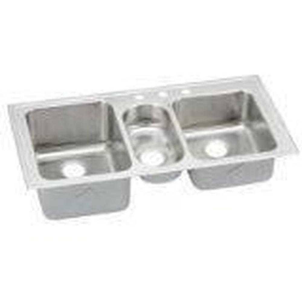 Elkay - 18 Gauge Stainless Steel 43'' x 22'' x 10'' Triple Bowl Drop-in Kitchen Sink