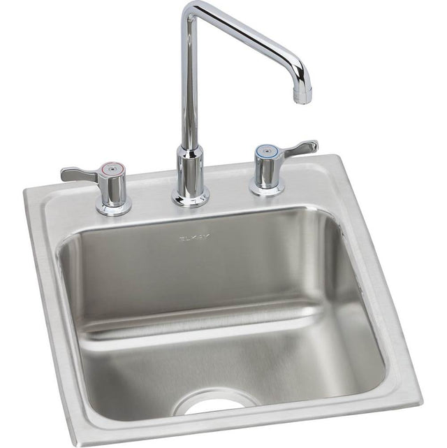 Elkay - 18 Gauge Stainless Steel 17'' x 22'' x 7.625'' Single Bowl Drop-in Bathroom Sink Kit - Lustrous Satin
