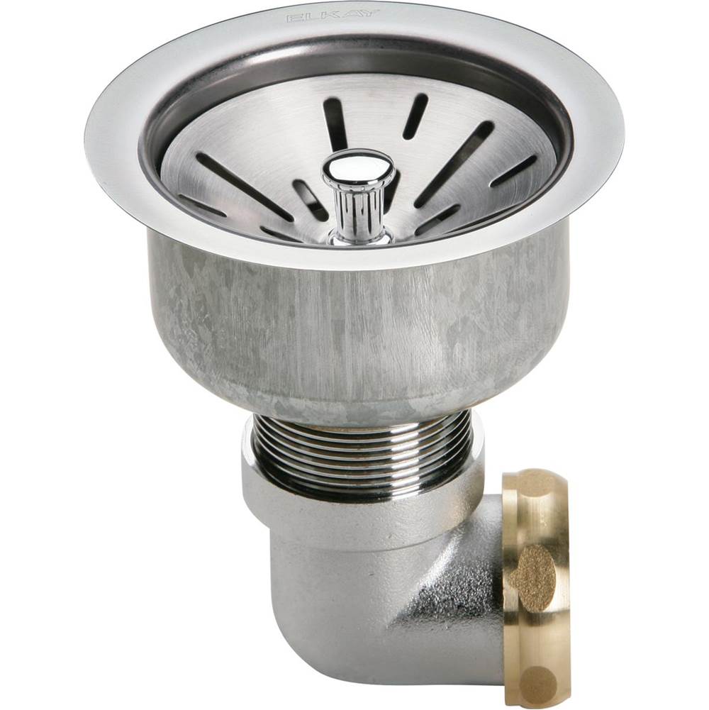 Elkay - 3-1/2'' Drain Fitting Type 304 Stainless Steel Body and Elbow - Polished Stainless Steel