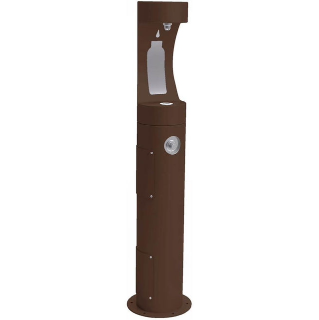 Elkay - Halsey Taylor Outdoor HydroBoost Bottle Filling Station, Pedestal Non-Filtered Non-Refrigerated Freeze Resistant, Brown - Brown