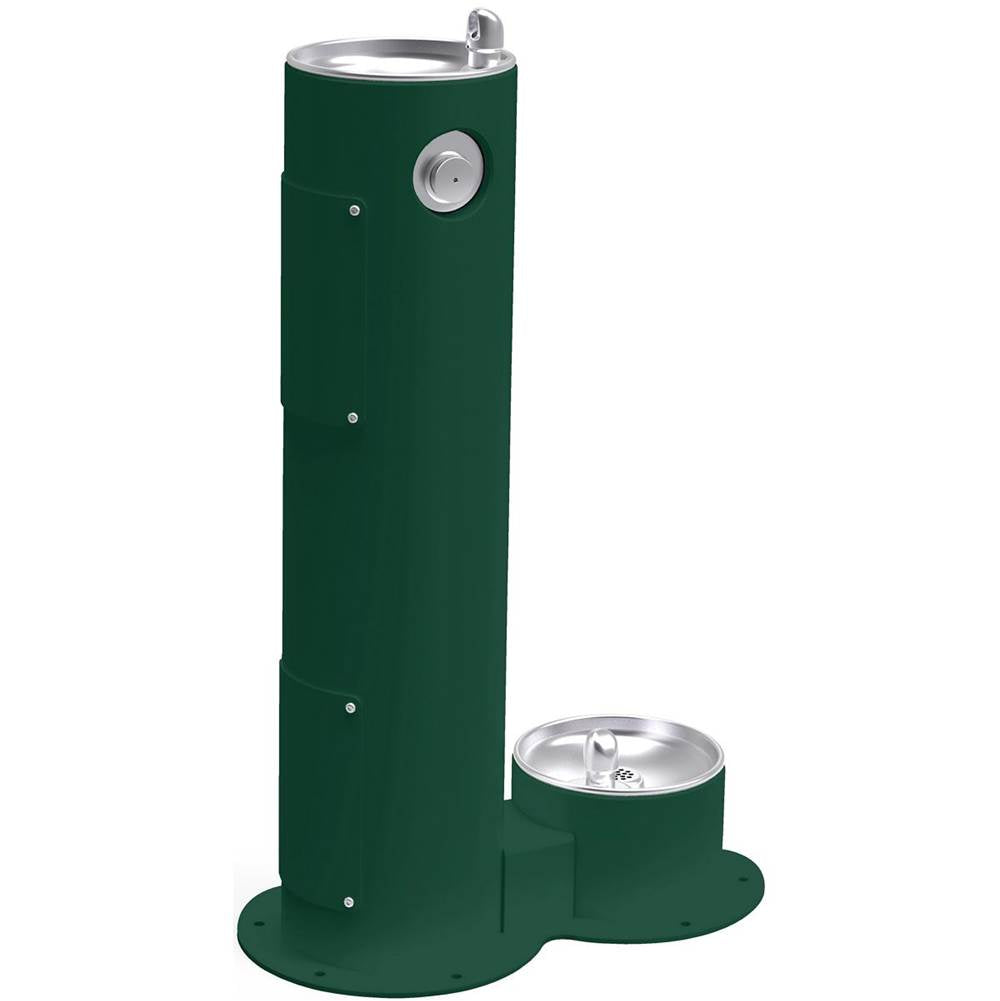 Elkay - Outdoor Fountain Pedestal with Pet Station, Non-Filtered Non-Refrigerated, Freeze Resistant, Evergreen - Evergreen