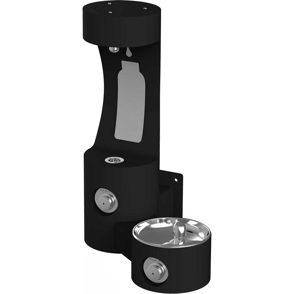 Elkay - Outdoor ezH2O Bottle Filling Station Wall Mount, with Single Fountain Non-Filtered Non-Refrigerated, Black - Black