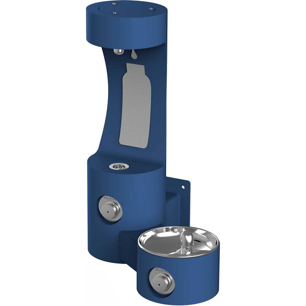 Elkay - Outdoor ezH2O Bottle Filling Station Wall Mount, with Single Fountain Non-Filtered Non-Refrigerated, Blue - Blue