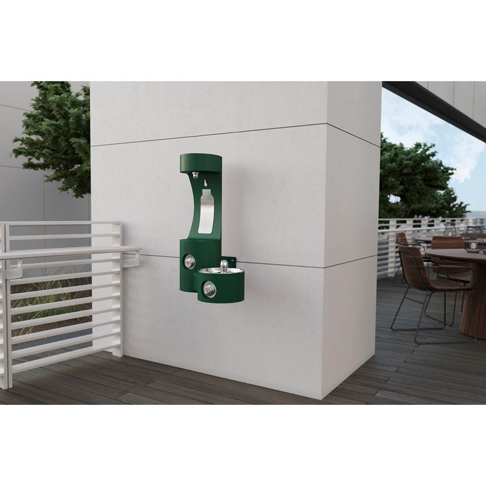 Outdoor ezH2O Bottle Filling Station Wall Mount, with Single Fountain Non-Filtered Non-Refrigerated, Black