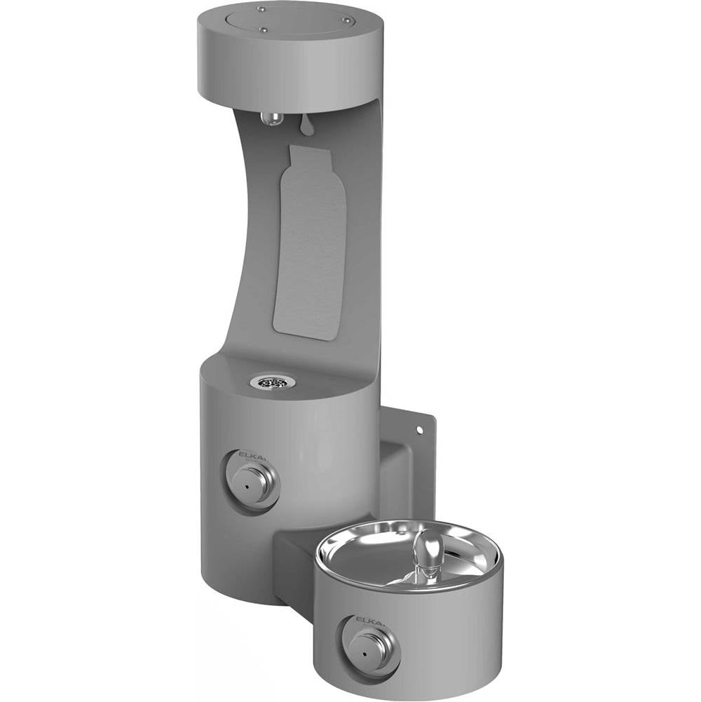 Elkay - Outdoor ezH2O Bottle Filling Station Wall Mount, with Single Fountain Non-Filtered Non-Refrigerated, Gray - Gray