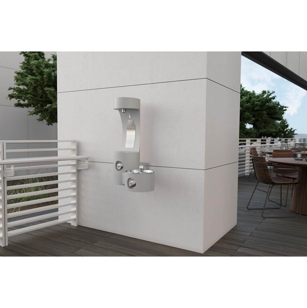 Outdoor ezH2O Bottle Filling Station Wall Mount, with Single Fountain Non-Filtered Non-Refrigerated, Black