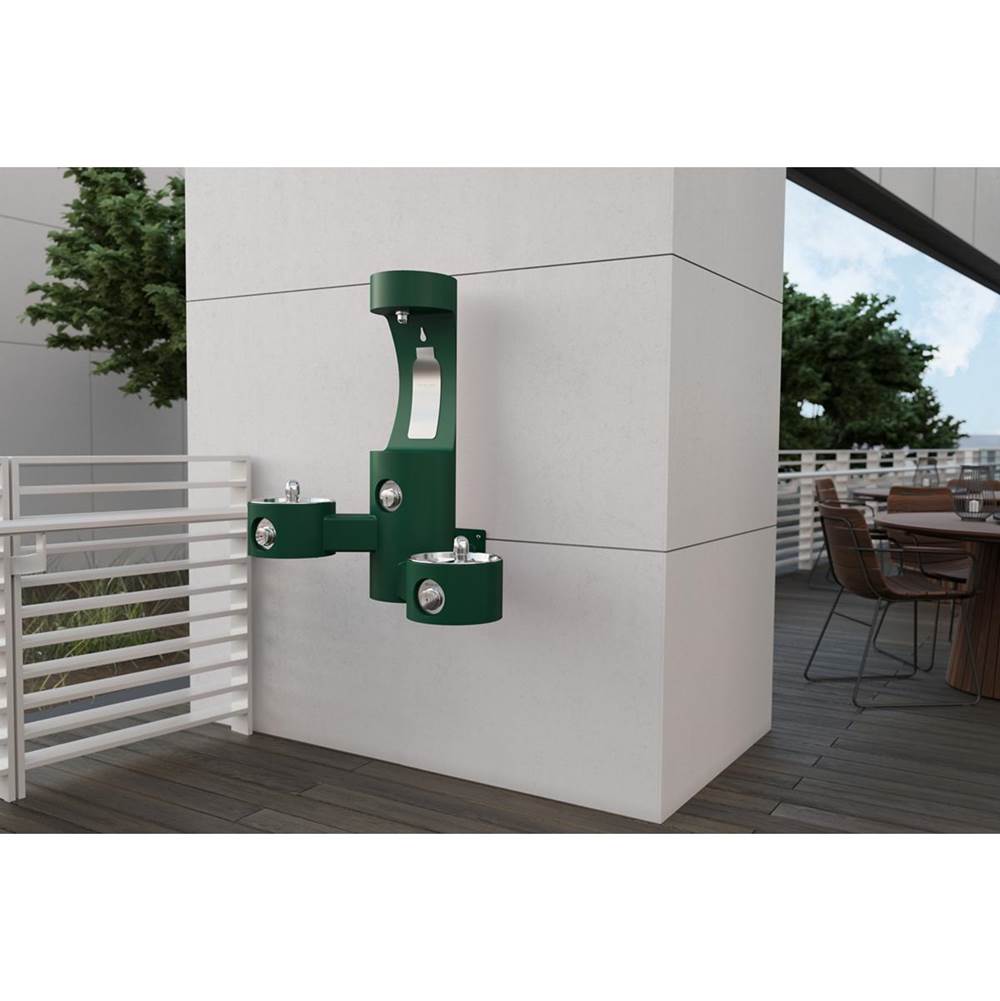 Outdoor ezH2O Bottle Filling Station Wall Mount, with Bi-Level Fountain, Non-Filtered Non-Refrigerated, Blue