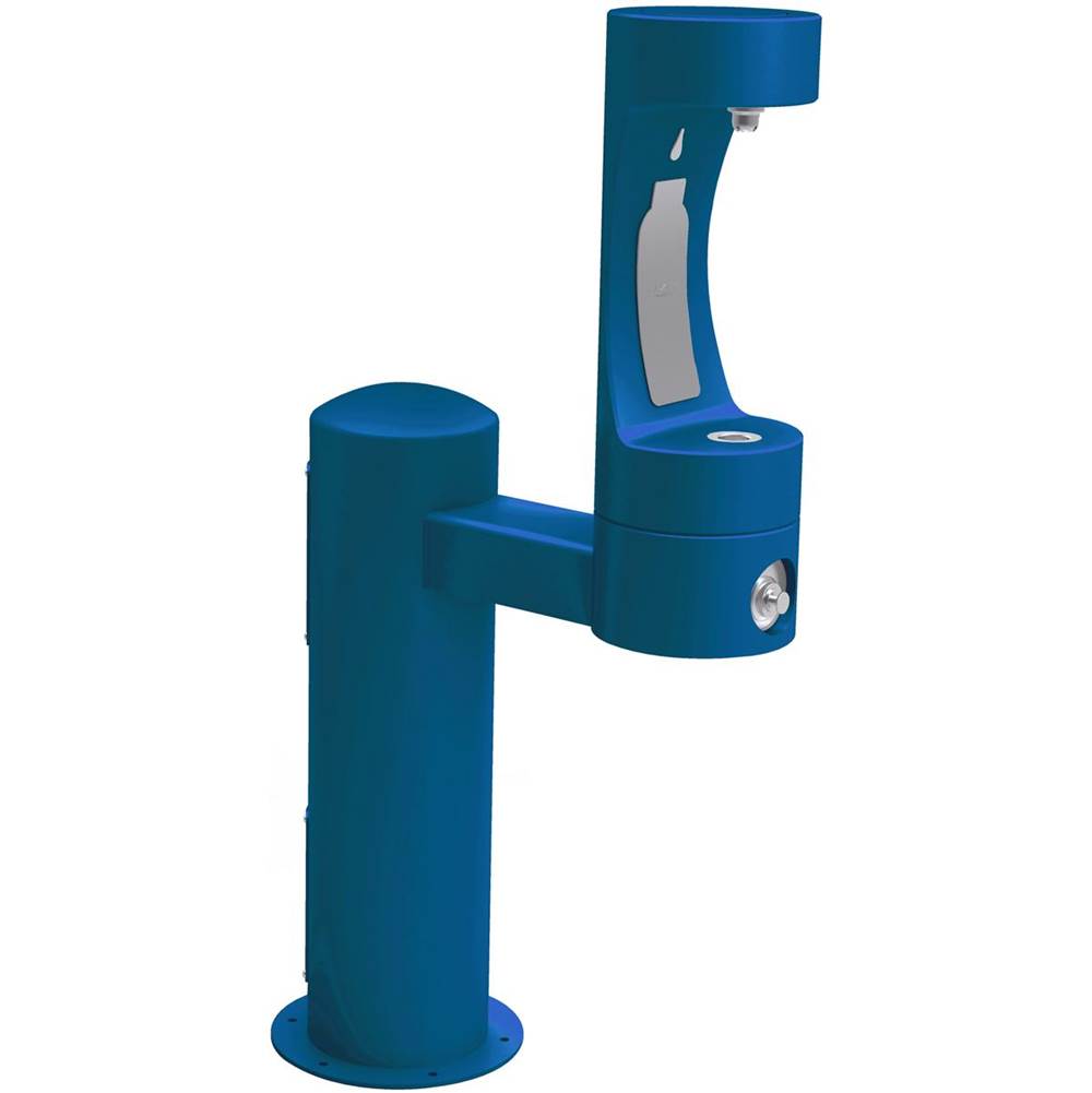 Elkay - Outdoor ezH2O Bottle Filling Station Single Pedestal, Non-Filtered Non-Refrigerated Freeze Resistant Blue - Blue