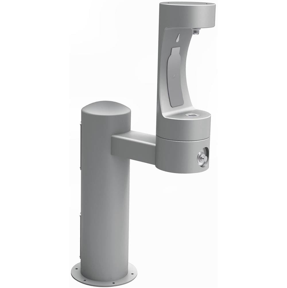 Elkay - Outdoor ezH2O Bottle Filling Station Single Pedestal, Non-Filtered Non-Refrigerated Freeze Resistant Gray - Gray