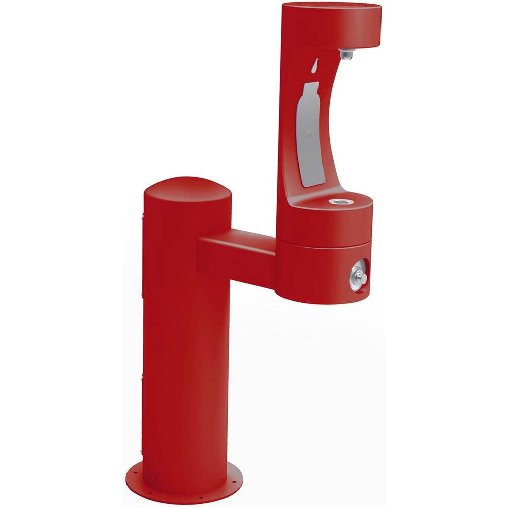 Elkay - Halsey Taylor Endura II Outdoor HydroBoost Bottle Filling Station, Pedestal Non-Filtered Non-Refrigerated FR, Red - Red