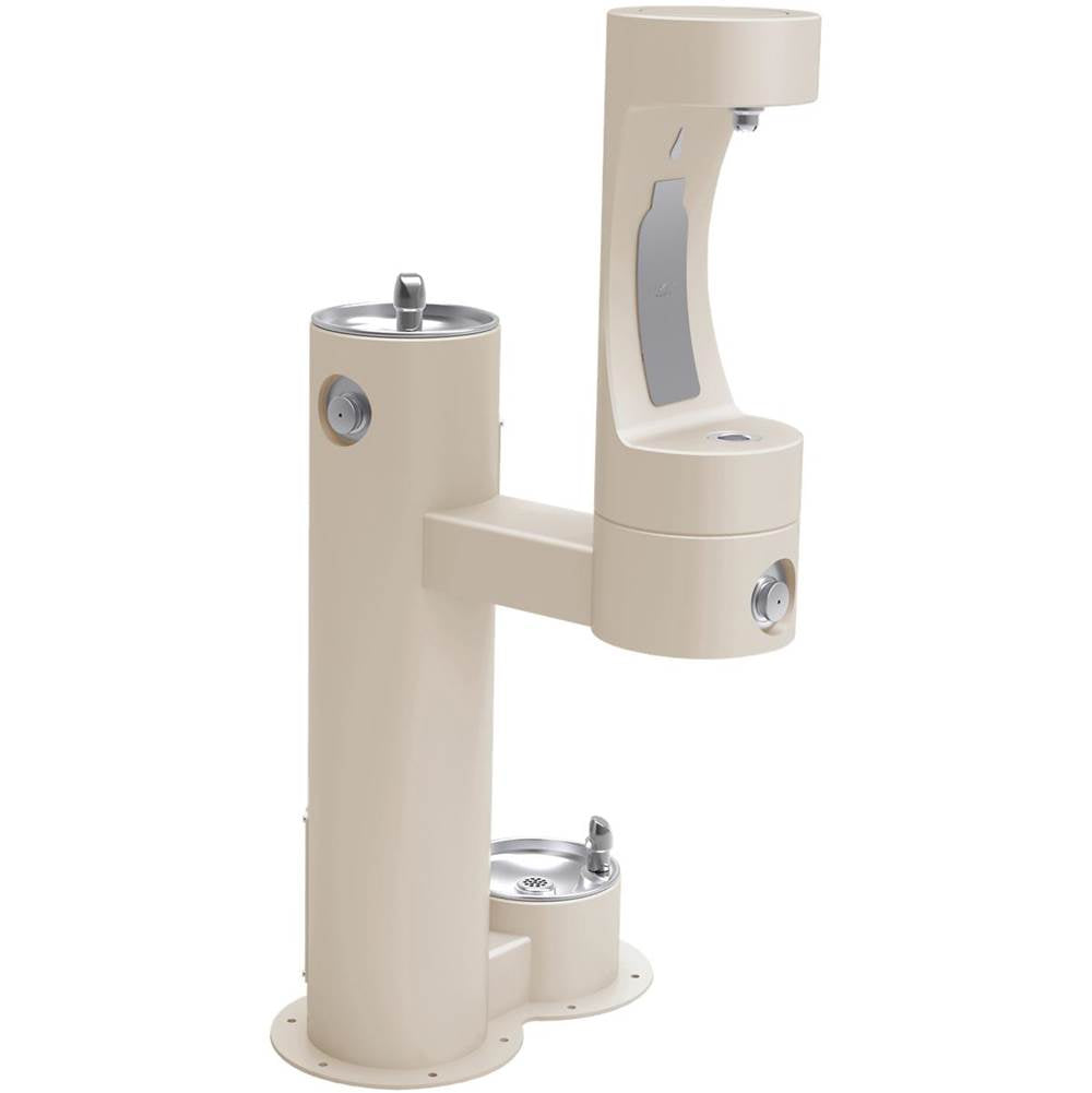 Elkay - Halsey Taylor Outdoor HydroBoost Bottle Filling Station,  Bi-Level w/ Pet Station Non-Filtered Non-Refrigerated FR Beige - Beige
