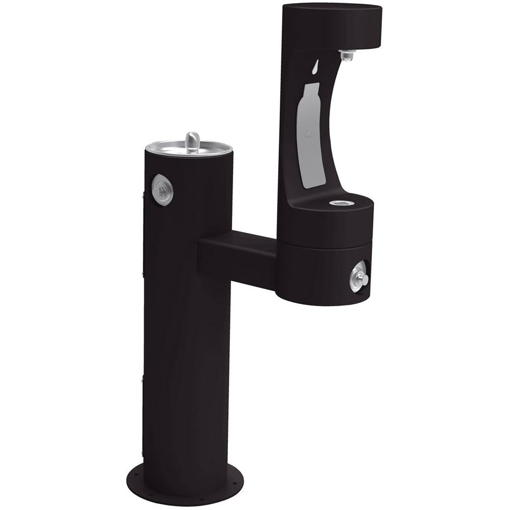 Elkay - Outdoor ezH2O Lower Bottle Filling Station Bi-Level Pedestal, Non-Filtered Non-Refrigerated Freeze Resistant Black - Black